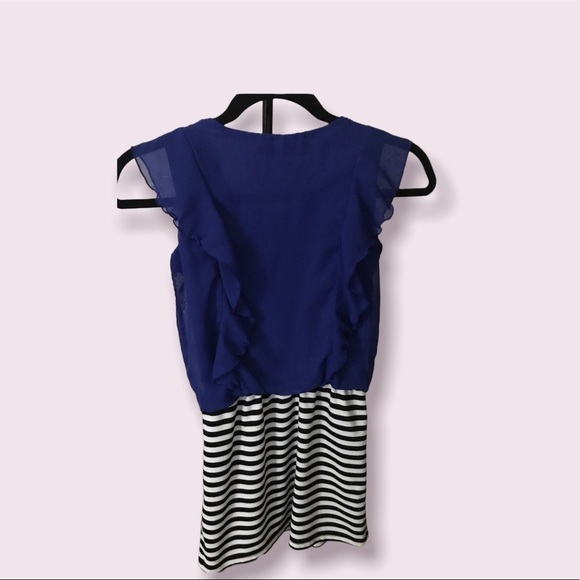 Speechless Girls Blouson Dress With Striped Skirt. Size 8Y - Picture 2 of 3